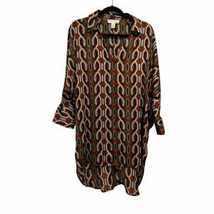 ✨By Design Size XS Women's Geometric Pattern Hi-Low Tunic Dress Multicolor✨